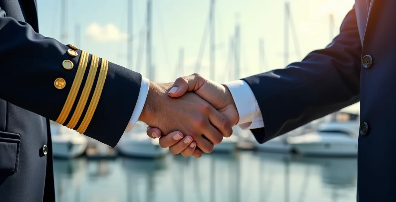 Poignée de main professionnelle dans un environnement portuaire